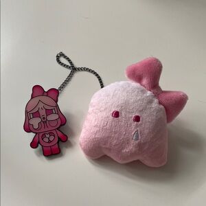 Cute Pink Ghost Plush with Keychain